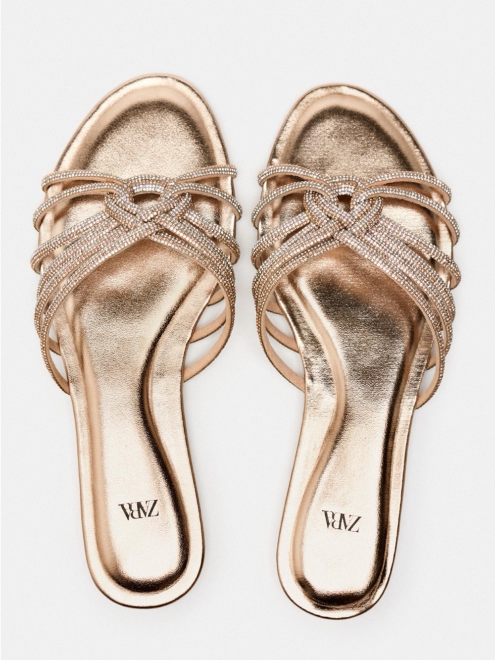 Zara Rhinestone Gold Knotted Slide